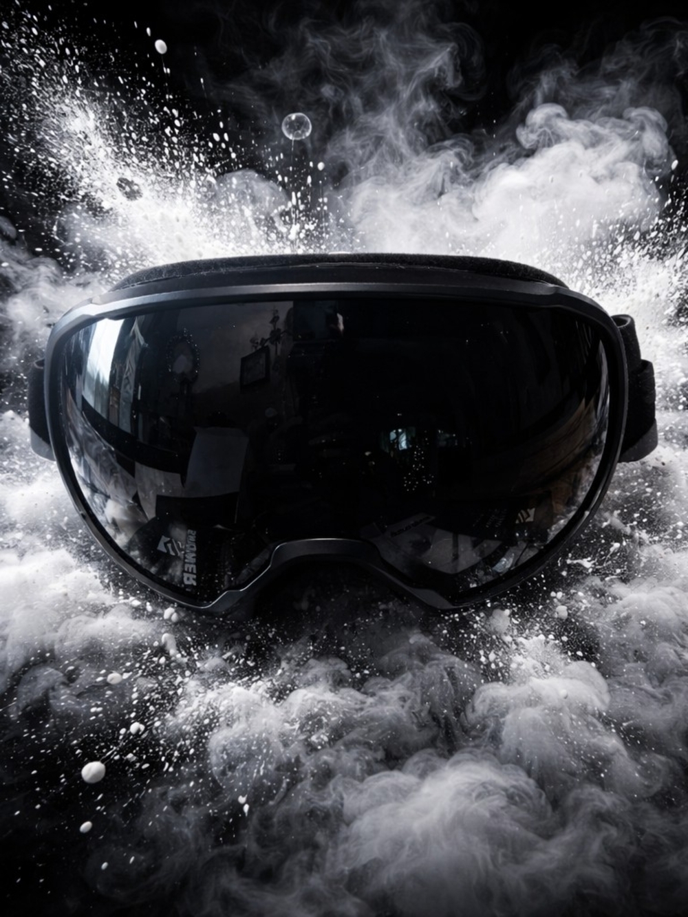 Snower Black Mirrored Ski Goggles with Dark Lens